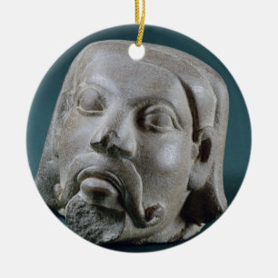 Ornamento De Cerâmica Cabeça lustrada de um estrangeiro, Sarnath do