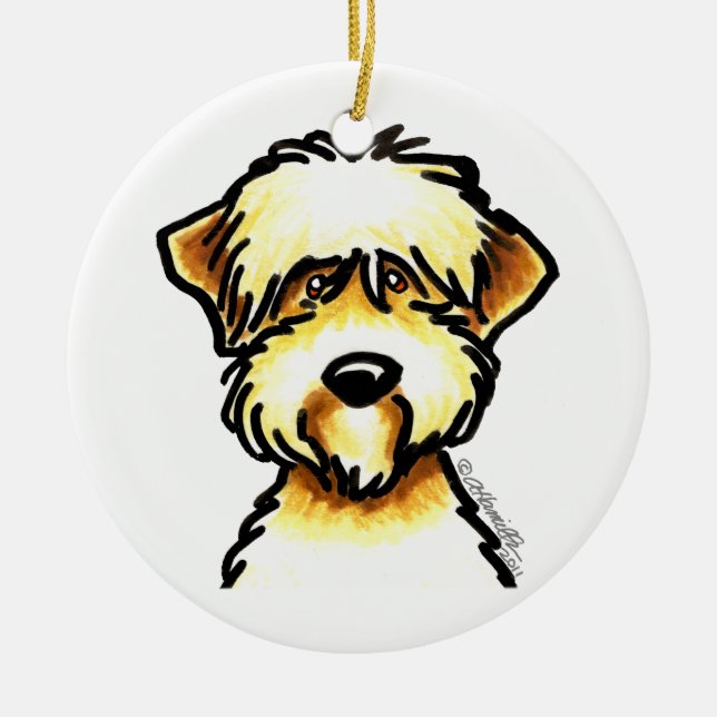 Ornamento De Cerâmica Cabeça Morada Maciça, Terrier Personalizada (Frente)