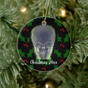 Ornamento De Cerâmica Cabeça Xray Natal