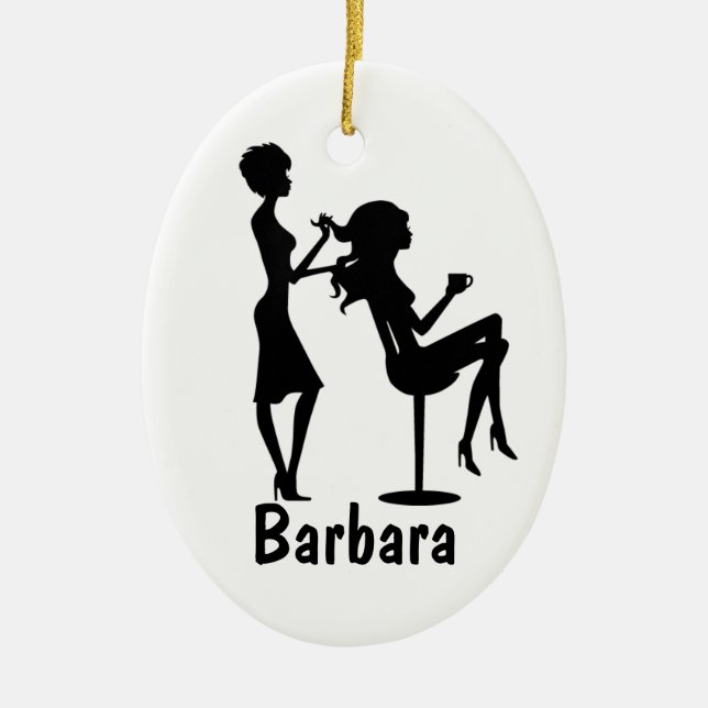 Ornamento De Cerâmica Cabeleireira Personalizada (Frente)