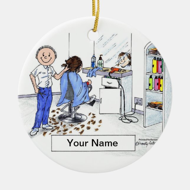 Ornamento De Cerâmica Cabeleireiro - Masculino (Frente)