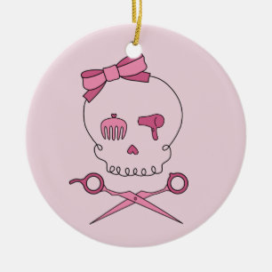 Ornamento De Cerâmica Cabelo Acessório Crânio e Tesoura Crossbones (Ro