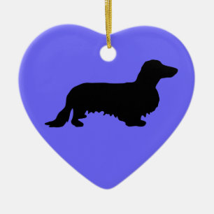 Ornamento De Cerâmica Cabelo Longo Dachshund - Silhouette 1