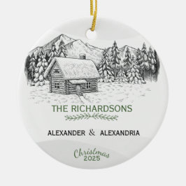 Ornamento De Cerâmica Cabina de inverno Snowy Mountain