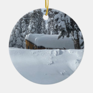 Ornamento De Cerâmica Cabina Neve