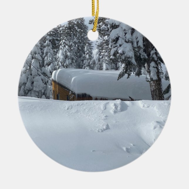Ornamento De Cerâmica Cabina Neve (Frente)