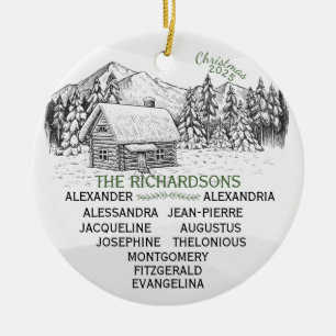 Ornamento De Cerâmica Cabina X11 de inverno da Montanha de Neve