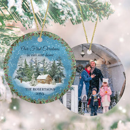 Ornamento De Cerâmica Cabine de inverno russa Primeira Foto de Natal Nov