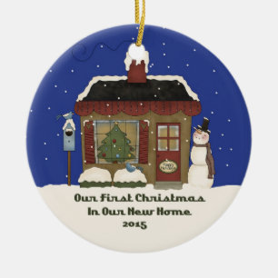 Ornamento De Cerâmica Cabine Home nova do boneco de neve do Natal 2015