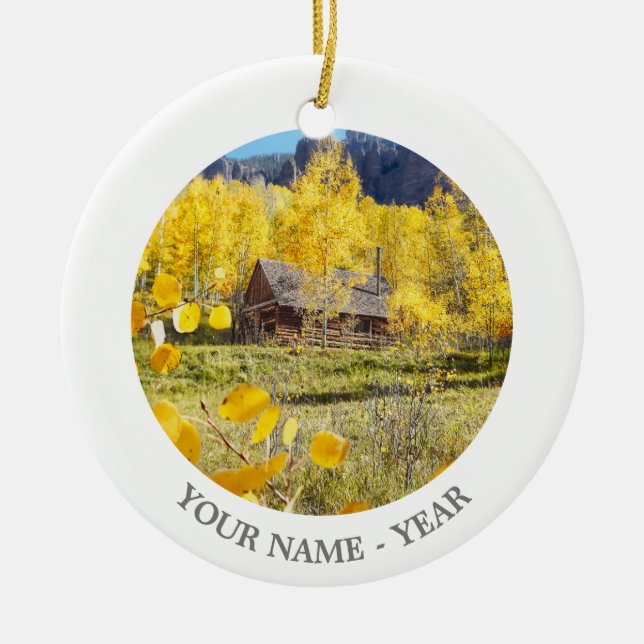 Ornamento De Cerâmica Cabine nos álamos tremedores (Frente)