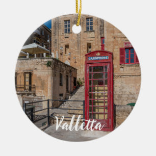 Ornamento De Cerâmica Cabine telefônica vermelha em La Valetta Malta