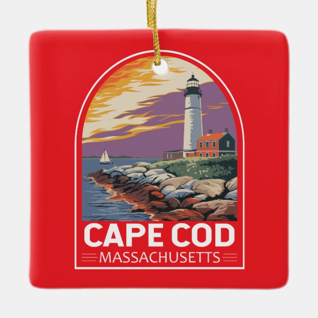 Ornamento De Cerâmica Cabo Cod Massachusetts Viagem Art Emblem (Frente)