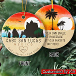 Ornamento De Cerâmica Cabo San Lucas México Arch Vintage retro Sunset<br><div class="desc">Cabo San Lucas México Esta design é para todos os amantes da pesca em Cabo San Lucas, especialmente o peixe-vela. Você também pode dar como presente no Natal, aniversário ou em qualquer ocasião Excelente ideia de presente para amigo, garota, primo, irmão ou irmã imigrante que ama o México. Excelente souvenir...</div>