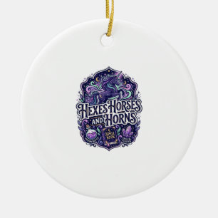 Ornamento De Cerâmica Cabra Unicórnio Hexes Cavalos e Chifres POD Pronto