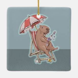 ORNAMENTO DE CERÂMICA CABYBARA HOLIDAY