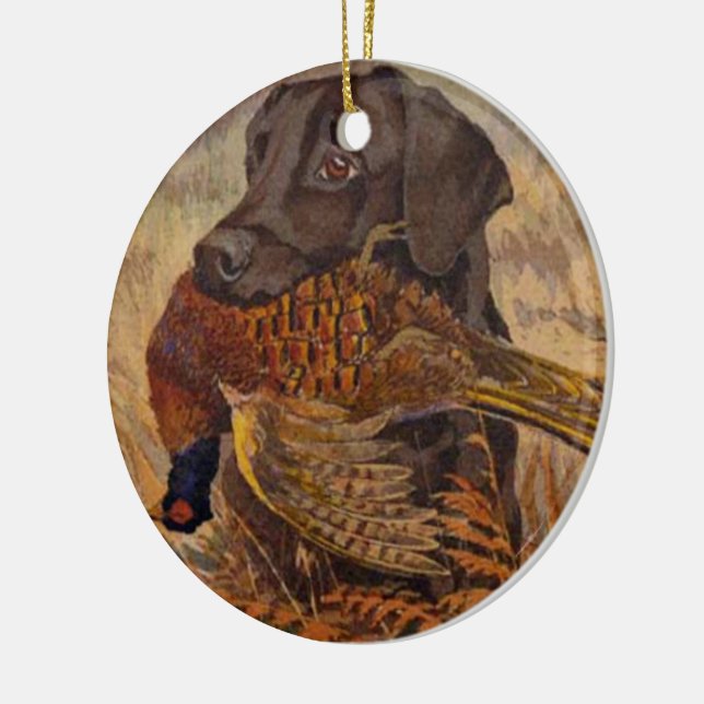 Ornamento De Cerâmica Caça ao Laboratório de Chocolate Vintage (Esquerda)