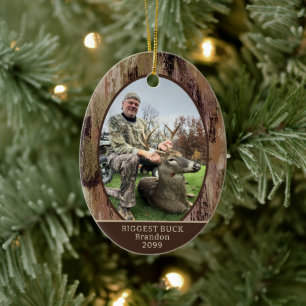 Ornamento De Cerâmica Caça Camuflada 2 Fotos Personalizadas