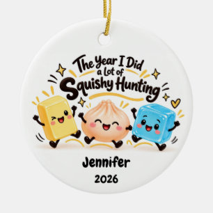Ornamento De Cerâmica Caça de Squishy Natal Nome Personalizado 2026