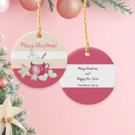 Ornamento De Cerâmica Cacau Quente De Natal E Cookcolor