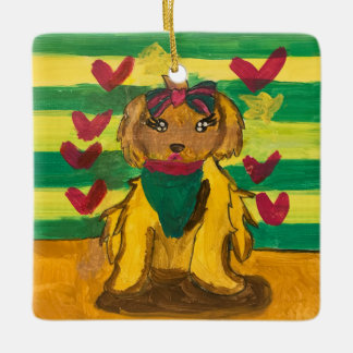 Ornamento De Cerâmica Cachorrinho "Arte das Crianças"