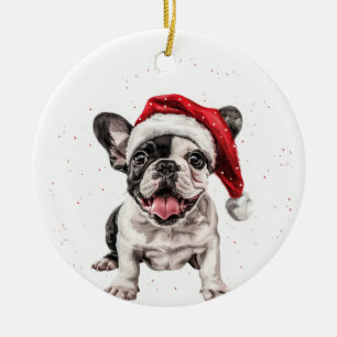 Ornamento De Cerâmica Cachorrinho Bulldog Francês Natal Personalizado