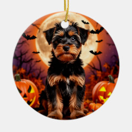 Ornamento De Cerâmica 👻🐾 Cachorrinho de Halloween Fofo Encanto Noturno