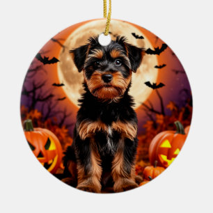 Ornamento De Cerâmica 👻🐾 Cachorrinho de Halloween Fofo Encanto Noturno