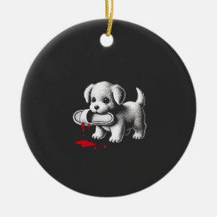 Ornamento De Cerâmica Cachorrinho Fofo com Camisa de Chinelo Humor Negro