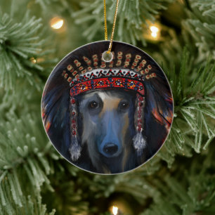 Ornamento De Cerâmica Cachorro Afegão Preto