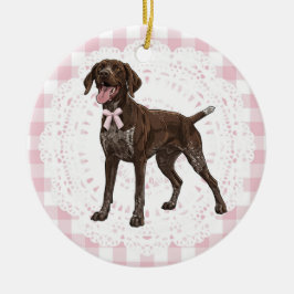 Ornamento De Cerâmica Cachorro Alemão Coquete de Tamanho Curto Laços de 