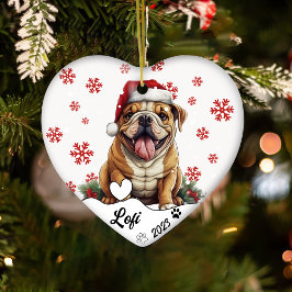 Ornamento De Cerâmica Cachorro Americano Bonito de Natal Personalizado