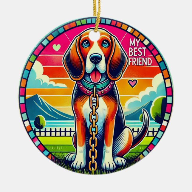 Ornamento De Cerâmica Cachorro Animado Fofo (Frente)