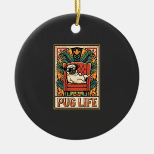 Ornamento De Cerâmica Cachorro Arte Popular Retro Pug Life