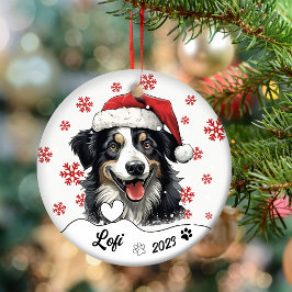 Ornamento De Cerâmica Cachorro Australiano de Natal Personalizado