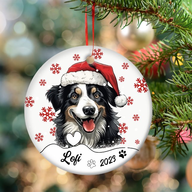 Ornamento De Cerâmica Cachorro Australiano de Natal Personalizado (Criador carregado)