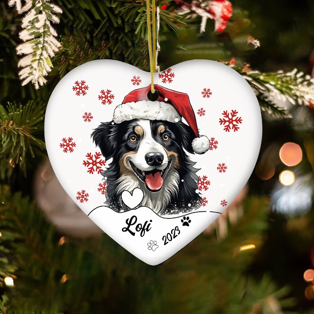 Ornamento De Cerâmica Cachorro Australiano de Natal Personalizado (Criador carregado)