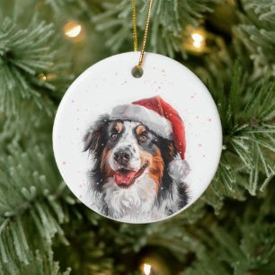 Ornamento De Cerâmica Cachorro Australiano Preto Natal Personalizado