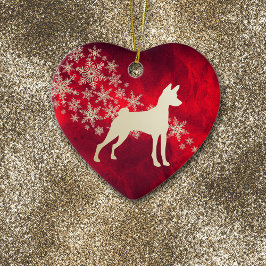 Ornamento De Cerâmica Cachorro Basenji Dourado Vermelho