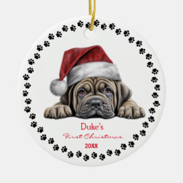Ornamento De Cerâmica Cachorro Bonito Cachorro Papai Noel 1rua Natal