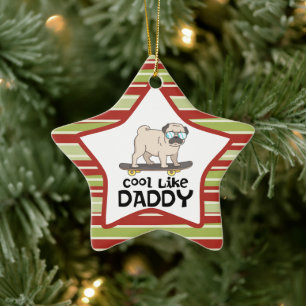 Ornamento De Cerâmica Cachorro Bonito Legal Como Natal Pai