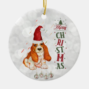 Ornamento De Cerâmica Cachorro Cachorro Cachorro Basset Natal 2023