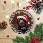 Ornamento De Cerâmica Cachorro Cachorro Cachorro Pupado Primeiro Foto De<br><div class="desc">Cachorro Cachorro Cachorro Pet Primeiro Foto De Natal Snowflake Ornament Cerâmico</div>