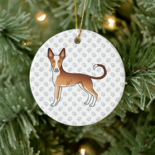 Ornamento De Cerâmica Cachorro-Casaco Suave, Suave E Branco, Ibizan Houn