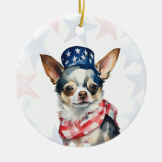 Ornamento De Cerâmica Cachorro Chihuahua, 4 de julho Personalizado