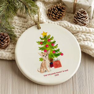 Ornamento De Cerâmica Cachorro Chihuahua Natal Personalizado