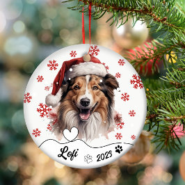Ornamento De Cerâmica Cachorro Collie de Natal Personalizado