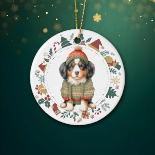 Ornamento De Cerâmica Cachorro da Montanha Bernese no Natal do Sweet