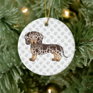 Ornamento De Cerâmica Cachorro Dachshund De Pelo Curto Chocolate E Marro