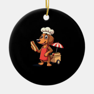 Ornamento De Cerâmica Cachorro Dáxshund Engraçado Sanduíche Salsicha Cac