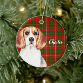 Ornamento De Cerâmica Cachorro de Beagle de Aquarela Personalizado